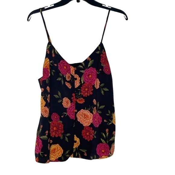 𝅺CUPCAKES and Cashmere black floral blouse. Spaghetti straps. Size S NWOT - Picture 4 of 9